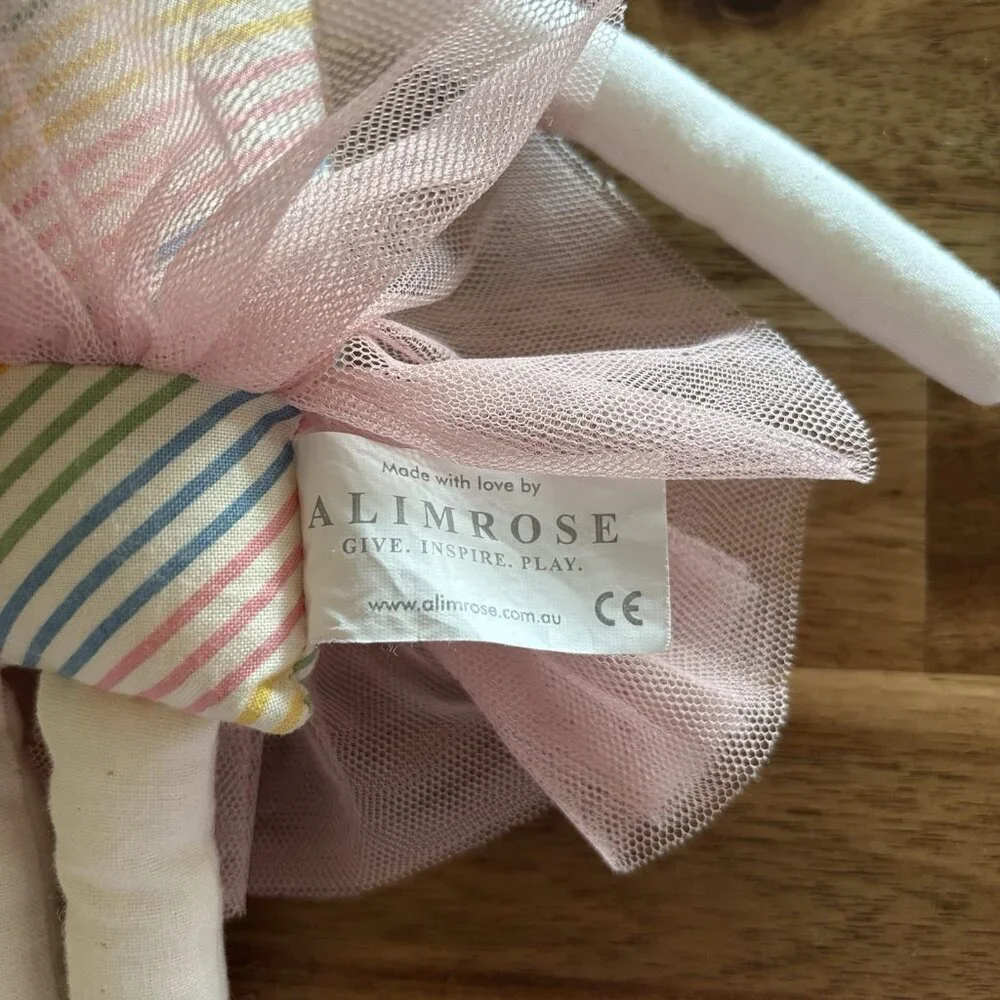 Alimrose Yvette Plush Unicorn‎ Toy Doll Rainbow Stripes Girls Pink Tutu Skirt